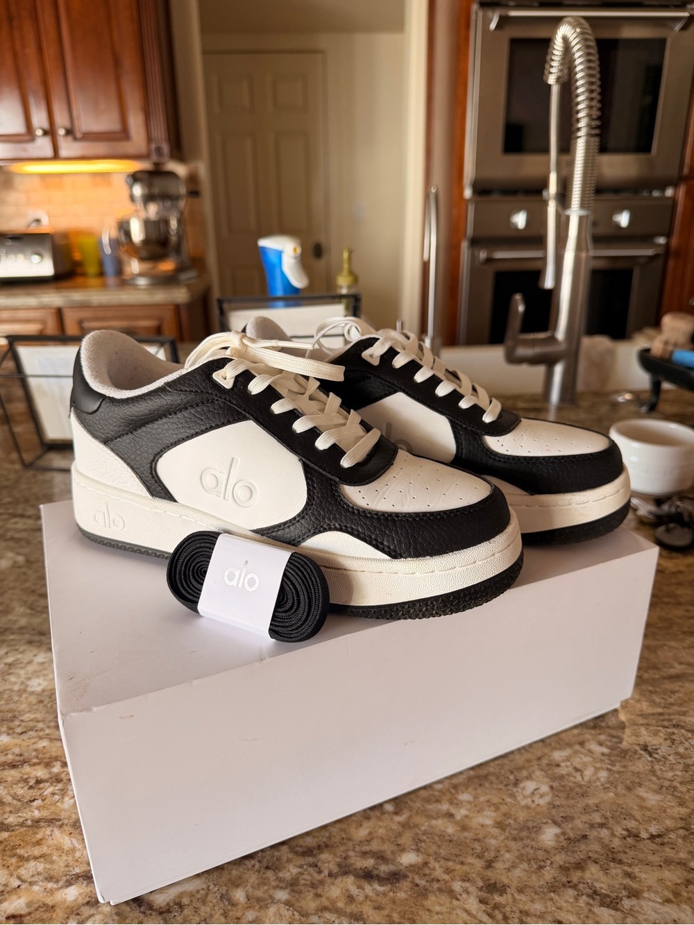 ALO Black and White Low-Top Sneakers